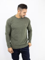 Πουλόβερ Slim Fit Μονόχρωμο Λαδί
