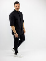Παντελόνι Jogger Loose Fit & Λάστιχο Πίσω & Πουκάμισο Regular Fit Μάο & 3/4 Μανίκι Μαύρο