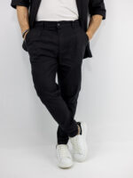 Παντελόνι Jogger Loose Fit & Λάστιχο Πίσω & Πουκάμισο Regular Fit Μάο & 3/4 Μανίκι Μαύρο