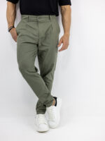 Παντελόνι Jogger Loose Fit & Λάστιχο Πίσω & Πουκάμισο Regular Fit Μάο & 3/4 Μανίκι Λαδί