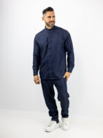 Παντελόνι Jean Jogger & Πουκάμισο Loose Fit Μονόχρωμο Μπλέ