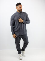 Παντελόνι Jean Jogger & Πουκάμισο Loose Fit Μονόχρωμο Γκρί