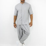 Παντελόνι Jogger Balloon & Πουκάμισο Oversized & Κρυφή Πατιλέτα Γκρί