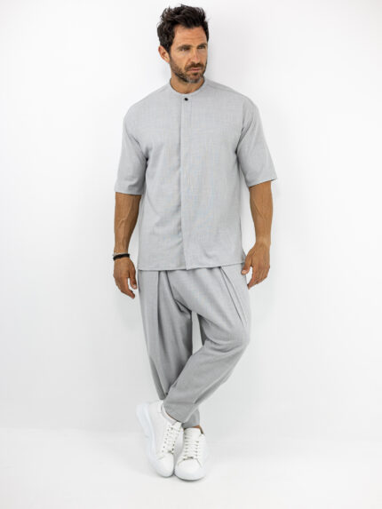 Παντελόνι Jogger Balloon & Πουκάμισο Oversized & Κρυφή Πατιλέτα Γκρί