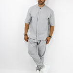 Παντελόνι Jogger Loose Fit & Πουκάμισο Oversized & Κρυφή Πατιλέτα Γκρί