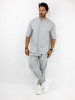 Παντελόνι Jogger Loose Fit & Πουκάμισο Oversized & Κρυφή Πατιλέτα Γκρί