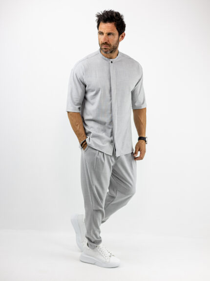 Παντελόνι Jogger Loose Fit & Πουκάμισο Oversized & Κρυφή Πατιλέτα Γκρί
