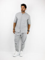 Παντελόνι Jogger Loose Fit & Πουκάμισο Oversized & Κρυφή Πατιλέτα Γκρί
