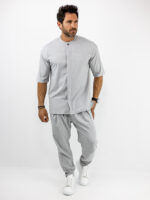 Παντελόνι Jogger Loose Fit & Πουκάμισο Oversized & Κρυφή Πατιλέτα Γκρί