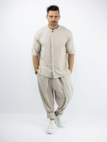 Παντελόνι Jogger Loose Fit & Πουκάμισο Oversized & Κρυφή Πατιλέτα Μπέζ