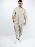 Παντελόνι Jogger Loose Fit & Πουκάμισο Oversized & Κρυφή Πατιλέτα Μπέζ