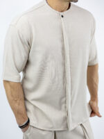 Παντελόνι Jogger Loose Fit & Πουκάμισο Oversized & Κρυφή Πατιλέτα Μπέζ