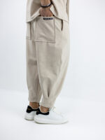 Παντελόνι Jogger Loose Fit & Πουκάμισο Oversized & Κρυφή Πατιλέτα Μπέζ