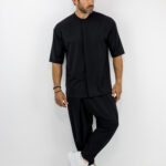 Παντελόνι Jogger Loose Fit & Πουκάμισο Oversized & Κρυφή Πατιλέτα Μαύρο