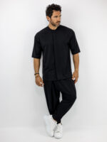 Παντελόνι Jogger Loose Fit & Πουκάμισο Oversized & Κρυφή Πατιλέτα Μαύρο