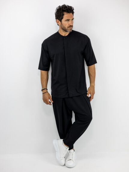 Παντελόνι Jogger Loose Fit & Πουκάμισο Oversized & Κρυφή Πατιλέτα Μαύρο