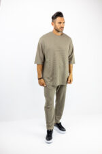 Παντελόνι Jogger Loose Fit & T-Shirt Oversized Μονόχρωμο Μπεζ