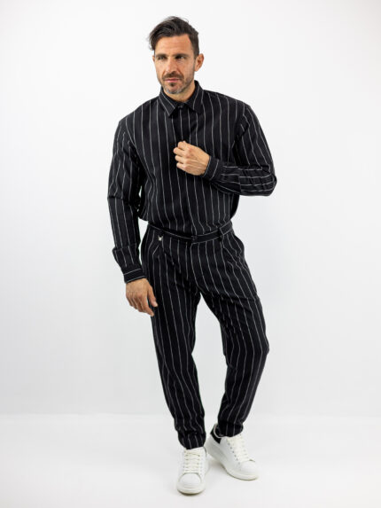 Παντελόνι Jogger Loose Fit & Overshirt Πουκάμισο Ριγέ