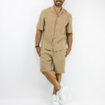 Βερμούδα Regular Fit & Πουκάμισο Regular Fit Μπέζ