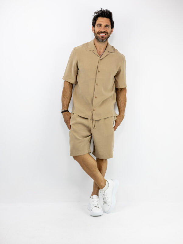 Βερμούδα Regular Fit & Πουκάμισο Regular Fit Μπέζ