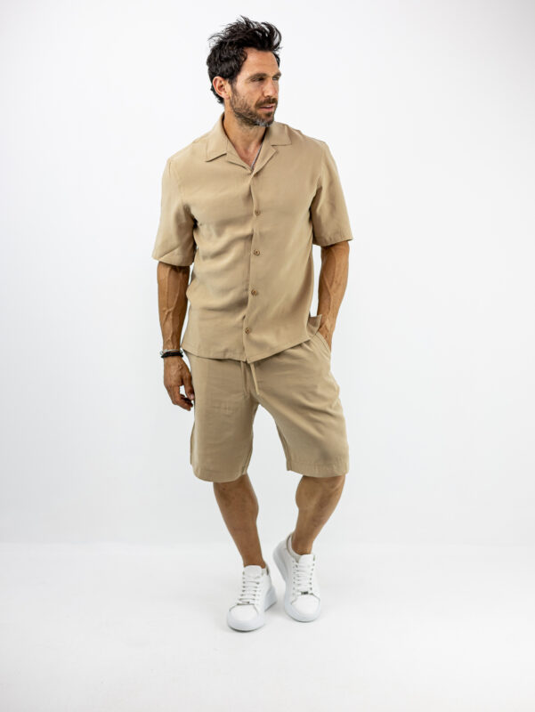 Βερμούδα Regular Fit & Πουκάμισο Regular Fit Μπέζ