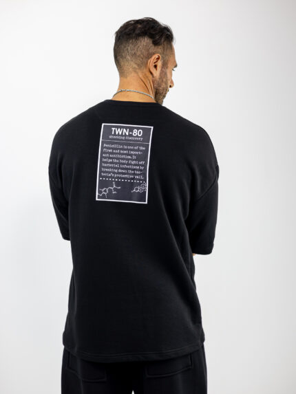 Φούτερ Oversized 3/4 Μανίκι & Στάμπα Πίσω Μαύρo