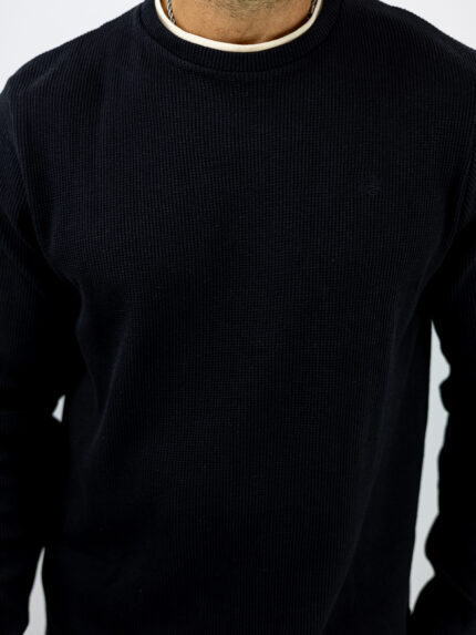 Μπλούζα Πλεκτή Καλαμπόκι Slim Fit Μαύρη