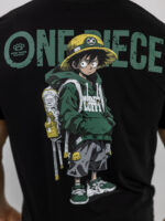 T-Shirt Regular Fit & Στάμπα Πίσω One Peace Μαύρο