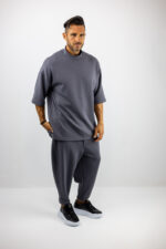 T-Shirt Oversized Μονόχρωμο Γκρί