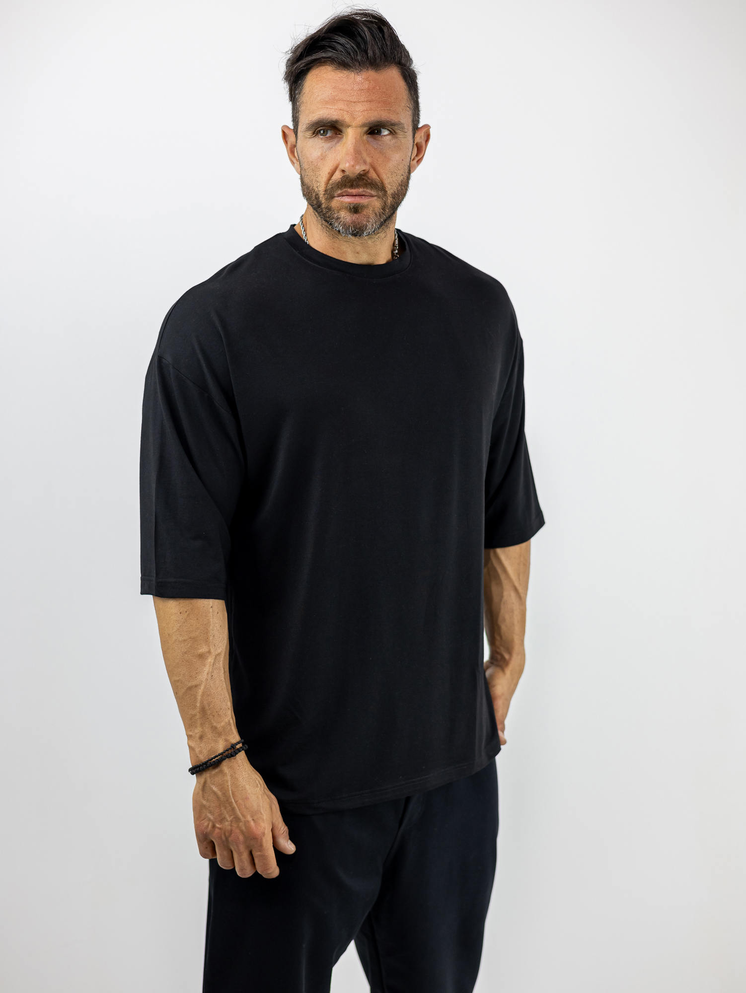 TSHIRT_TWINBLACK_120416_MAURO_01.jpg T-Shirt Ovesized Μονόχρωμο Μαύρο