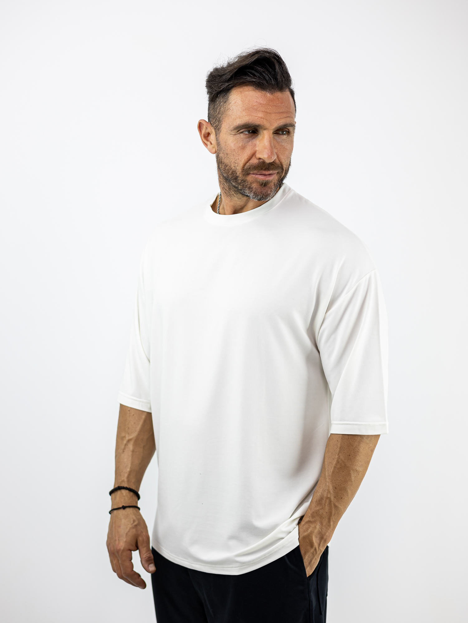 TSHIRT_TWINBLACK_120417_LEFKO_01.jpg T-Shirt Oversized Μονόχρωμο Λευκό