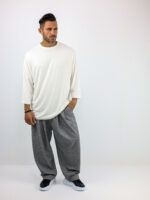 T-Shirt Oversized 3/4 Μανίκι Μονόχρωμο Λευκό