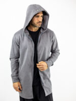 Ζακέτα Slim Fit Mακριά & Κουκούλα Γκρί