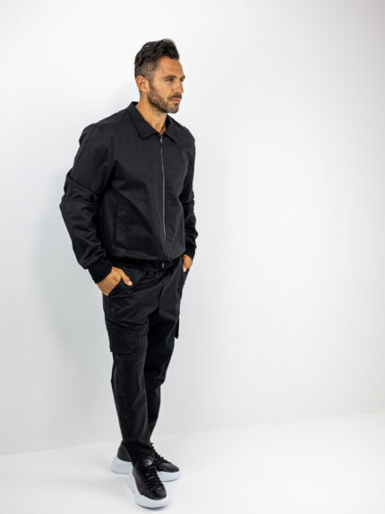 Ζακέτα Μπόμπερ Regular Fit & Λάστιχο Κάτω Μαύρο