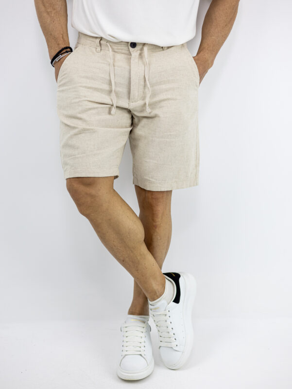 Βερμούδα Λινή Regular Fit Μπέζ