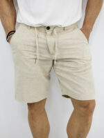 Βερμούδα Λινή Regular Fit Μπέζ