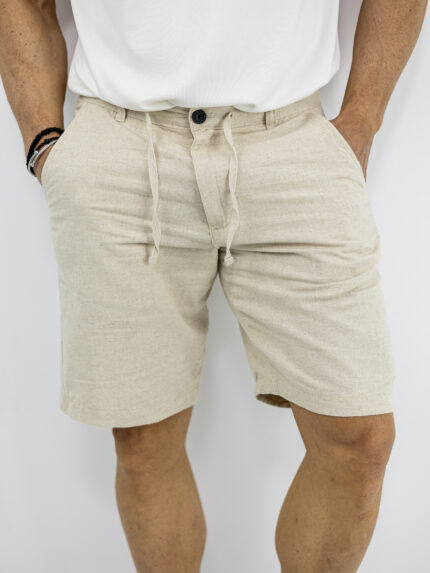 Βερμούδα Λινή Regular Fit Μπέζ