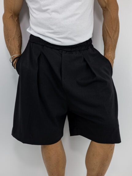 Βερμούδα Oversized & Πιέτα Μαύρη