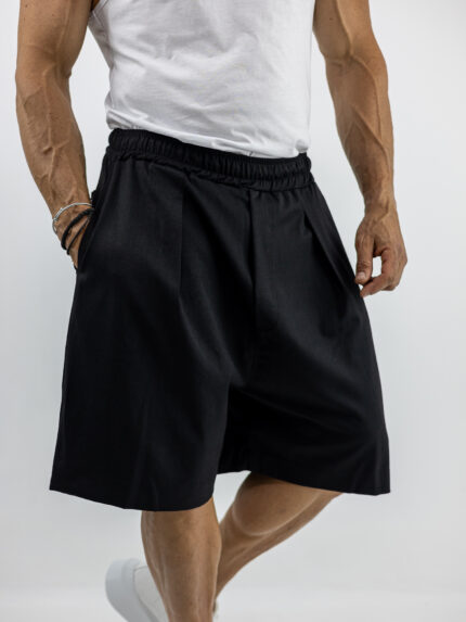 Βερμούδα Oversized & Πιέτα Μαύρη