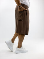Βερμούδα Λινή Oversized & Πιέτα Καφέ