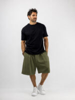 Βερμούδα Λινή Oversized & Πιέτα Λαδί