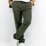 Παντελόνι Chinos Λινό Regular Fit Λαδί