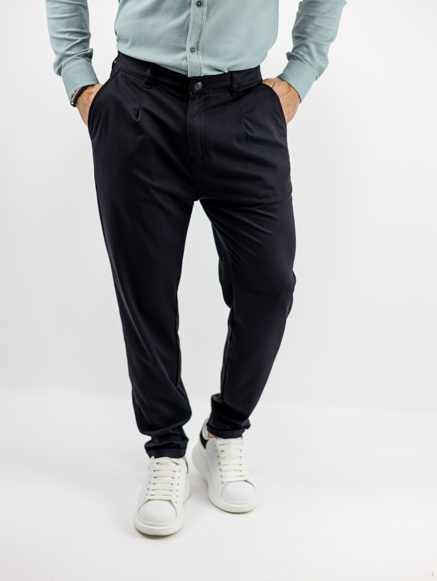 CHINOS_PROFIL_130058_MAURO_01.jpg Πάντελονι Chinos Regular fit & Λάστιχο Πίσω Μαύρο