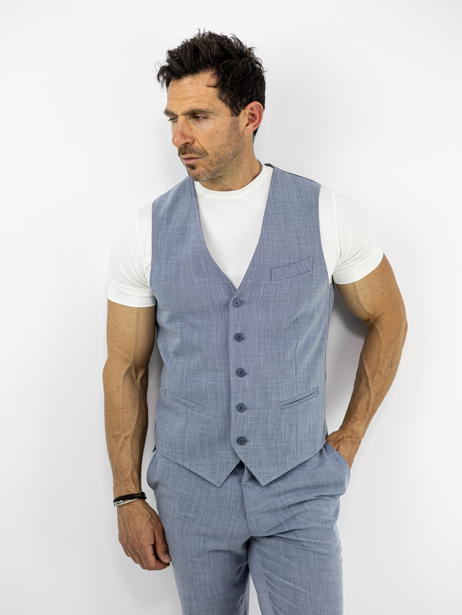 GILEKO_HACKER_130243_CIEL_01.jpg Γιλέκο Lino Regular Fit Σιέλ