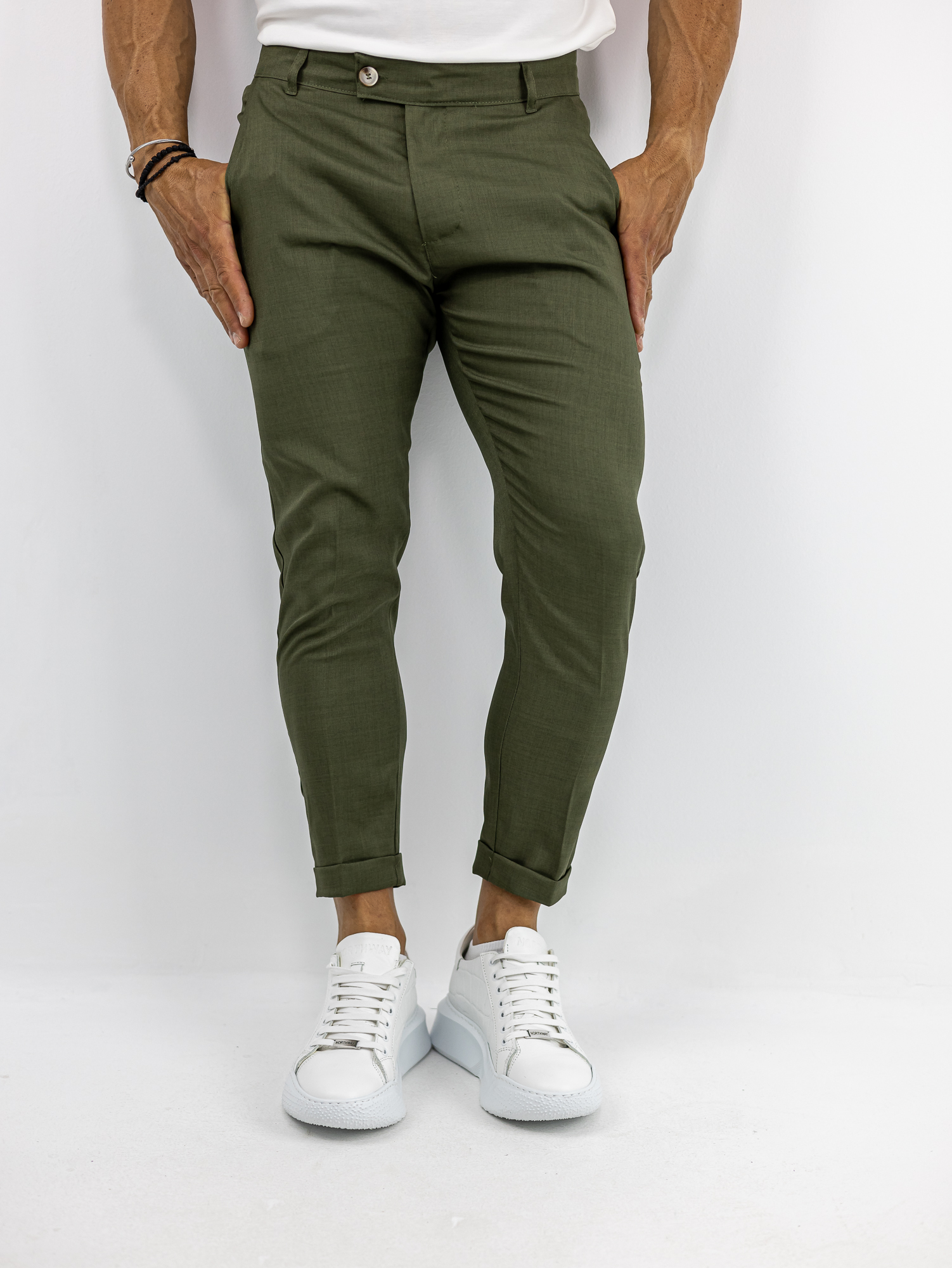 JOGGER_JUSTWEST_130318_PRASINO_01.jpg Παντελόνι Jogger Loose Fit Μονόχρωμο Πράσινο