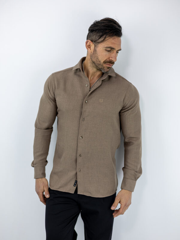 Πουκάμισο Slim Fit Καφέ