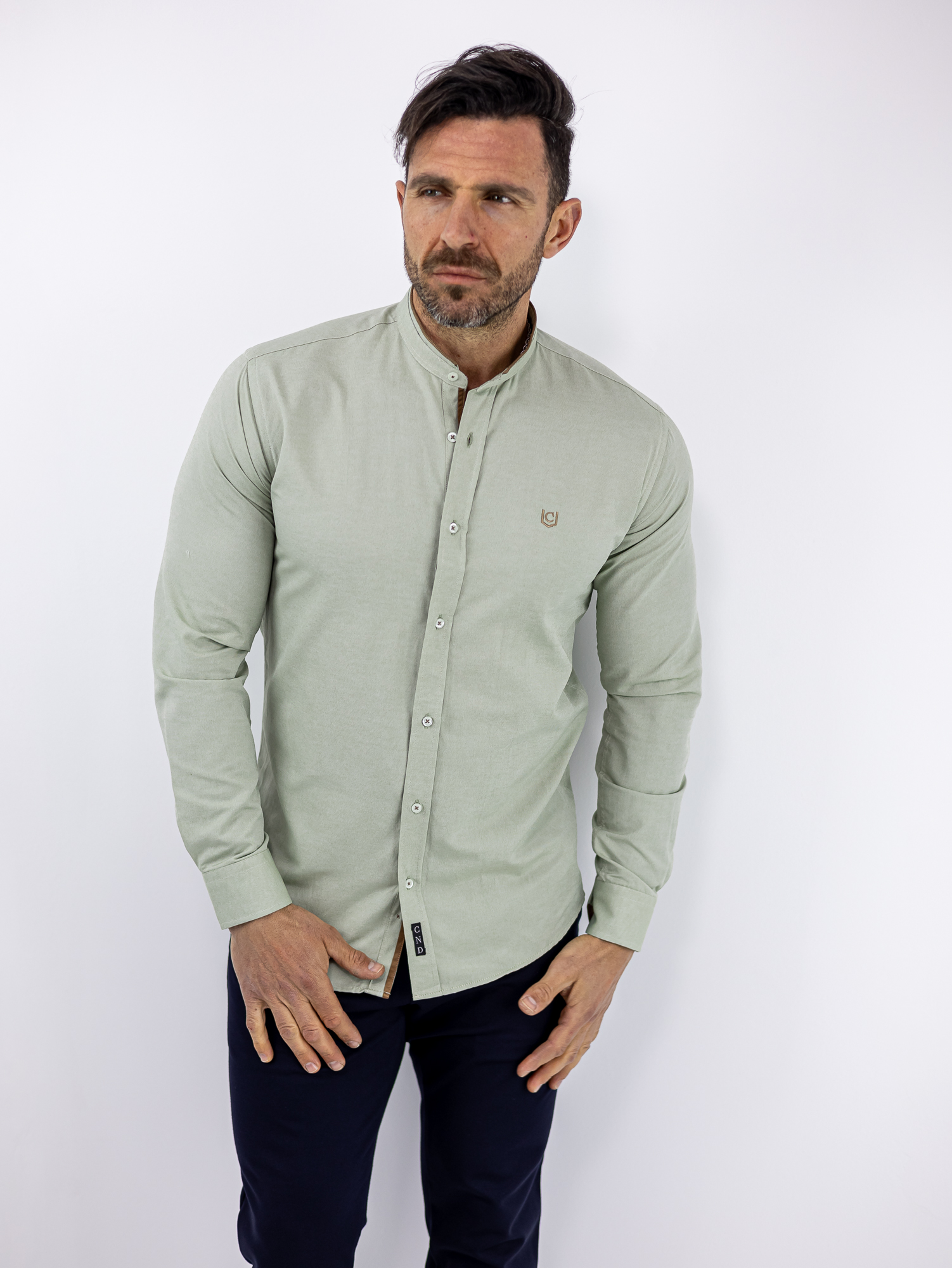 POUKAMISO_CND_130015_MENTA_01.jpg Πουκάμισο Μάο Slim Fit - Στενή Γραμμή Μέντα