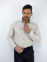 Πουκάμισο Slim Fit - Στενή Γραμμή Μπέζ