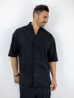 Πουκάμισο Oversized Μονόχρωμο Μαύρο