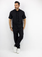 Παντελόνι Jogger Loose Fit Με Λάστιχο Πίσω & Πουκάμισο Regular Fit Μαύρο